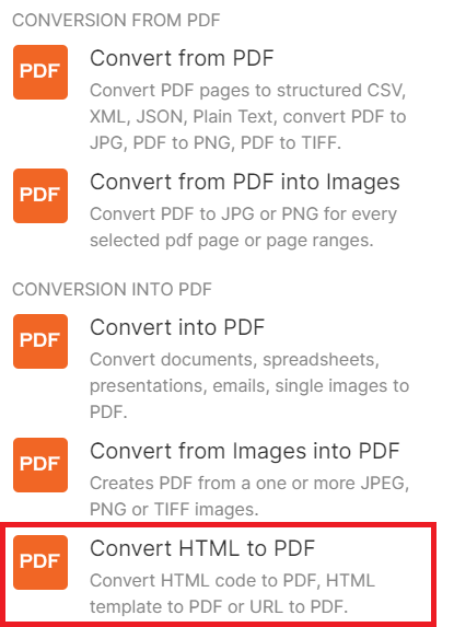 Add PDF.co Convert HTML to PDF Module