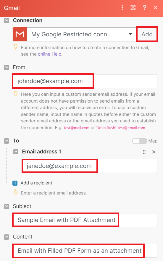Configure Send Email